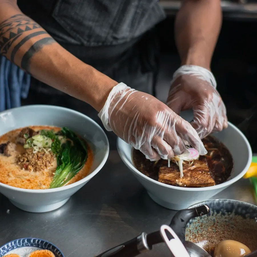 Photo of a chef preparing food